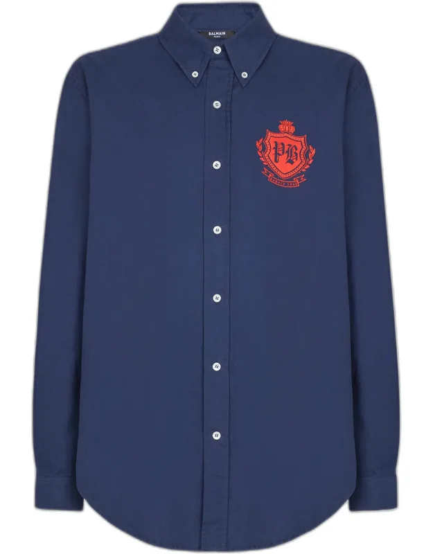 Oxford Cotton College Emblem Button-down Shirt