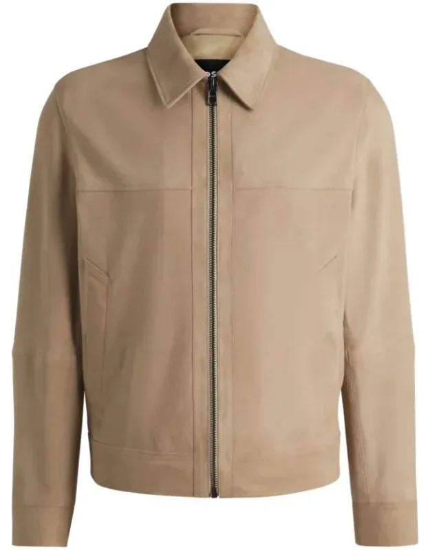 Regular-fit Jacket In Soft Suede With Zip Front