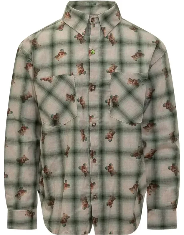 Plaid Shirt With Teddy Print