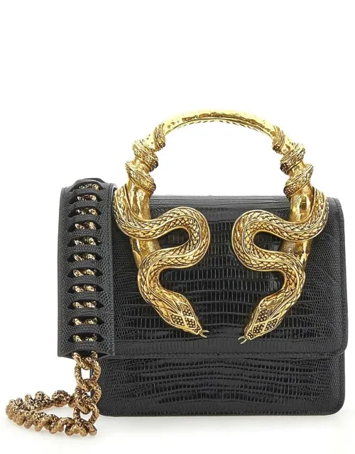 Handbag With Front Flap Closure And Twisted Snake Detail