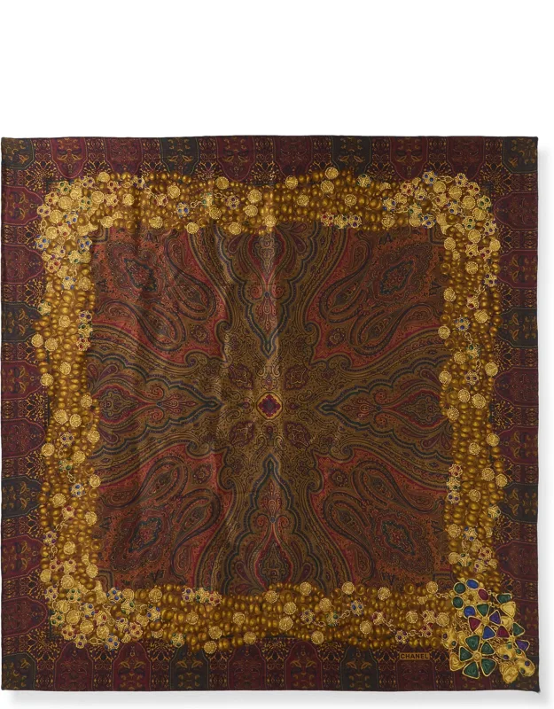 Multicolored Gripoix Silk Scarf
