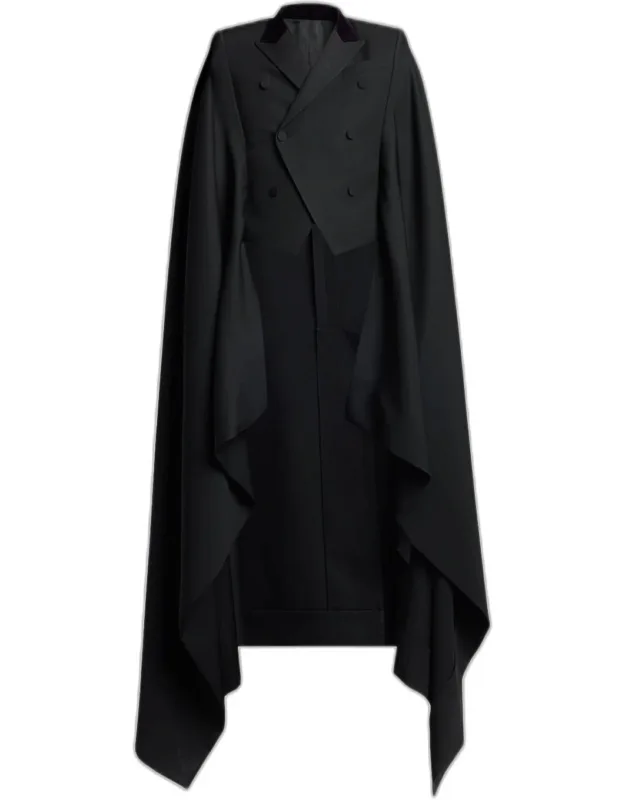 Wool Double-breasted Cape Coat