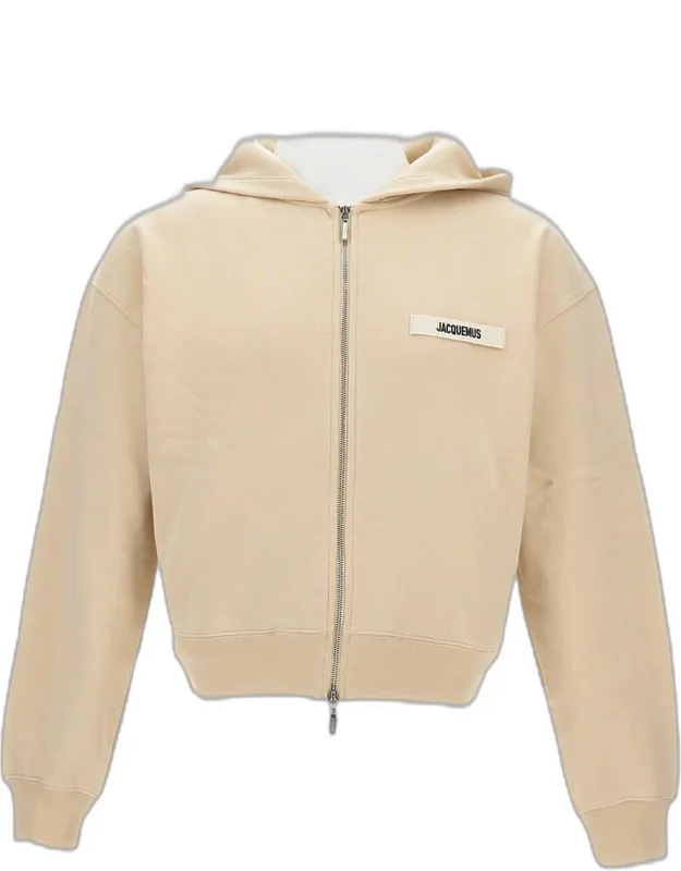 Zip-up Sweatshirt With Ribbed Cuffs And Logo Label