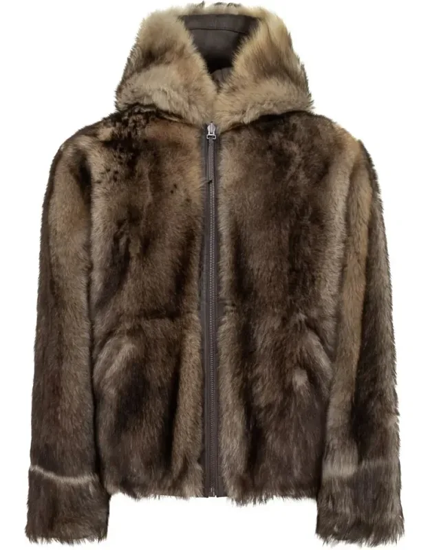 Hooded Lamb Fur Jacket