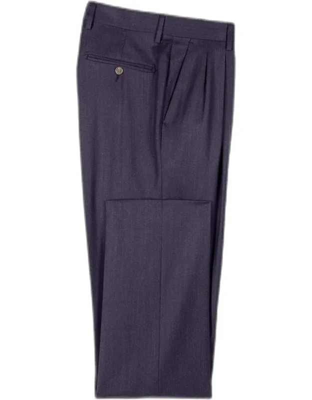 Wool Flannel Solid Pleated Pants