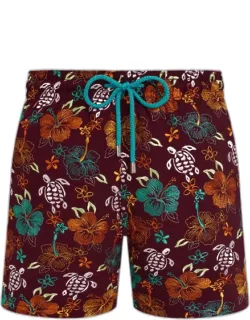 Swim Trunks With Embroidered Tropical Turtles - Limited Edition
