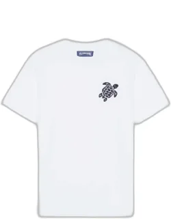 Organic Cotton T-shirt With Big Turtle Embroidery