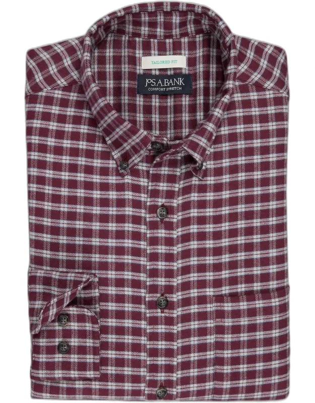 Tailored Fit Check Button-down Collar Flannel Casual Shirt