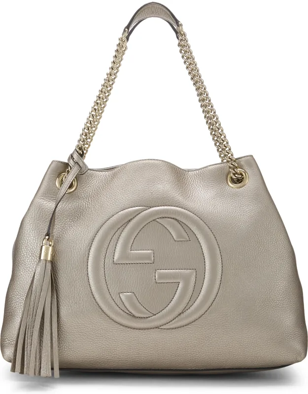 Gold Metallic Leather Soho Chain Tote