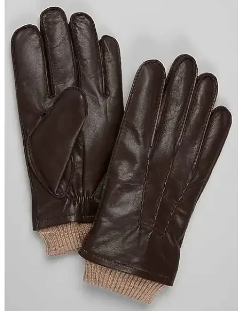 Leather Gloves With Ribbed Cuff