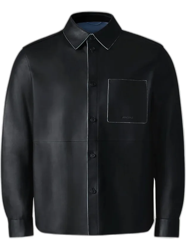 Remington Contrast-trim Leather Shirt Jacket