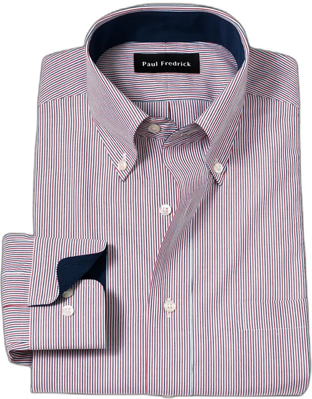 Slim Fit Non-iron Cotton Stripe Dress Shirt