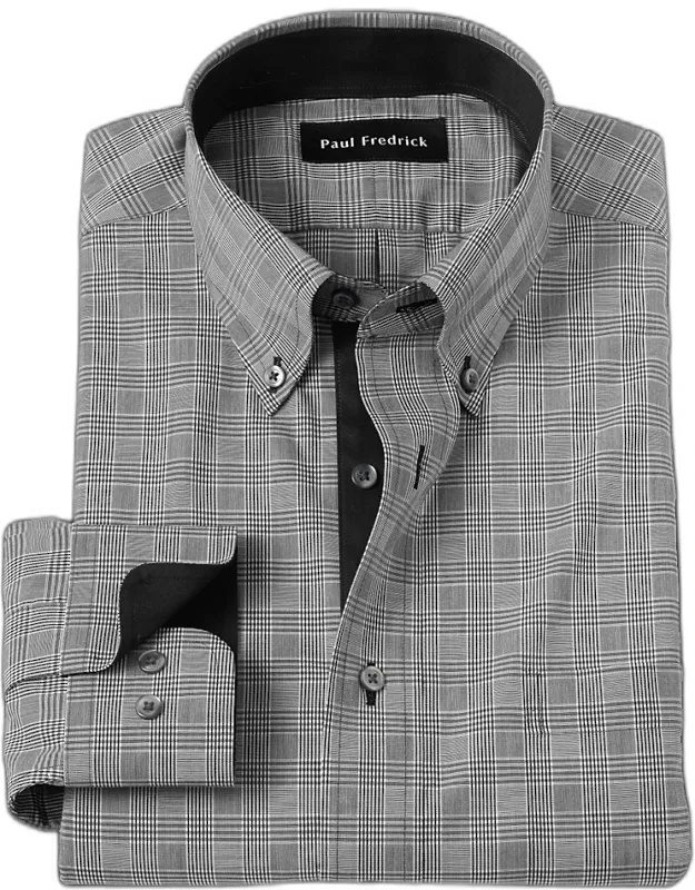 Tailored Fit Non-iron Cotton Plaid Dress Shirt
