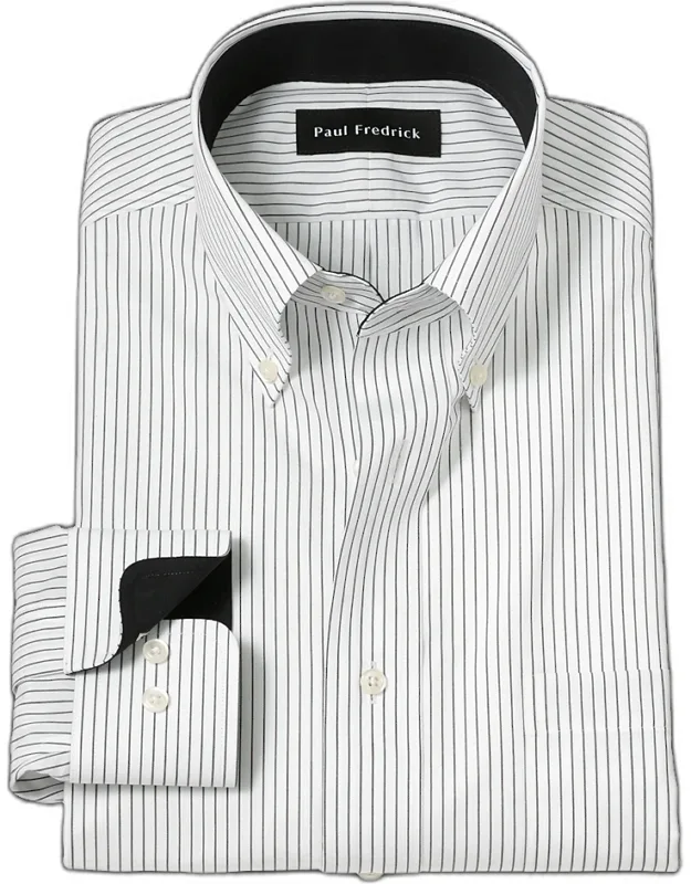 Slim Fit Non-iron Cotton Stripe Dress Shirt