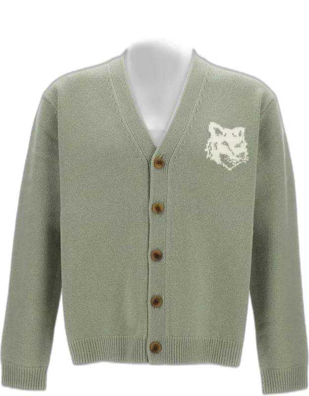 Cardigan With Intarsia Craftsmanship And Thermoregulating Properties