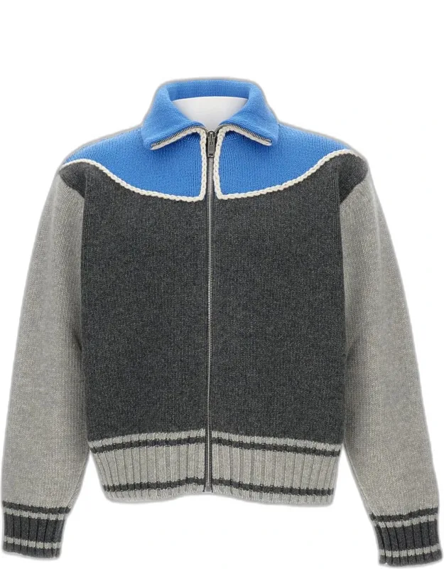 Cardigan With Zip, High Collar, Boxy Fit