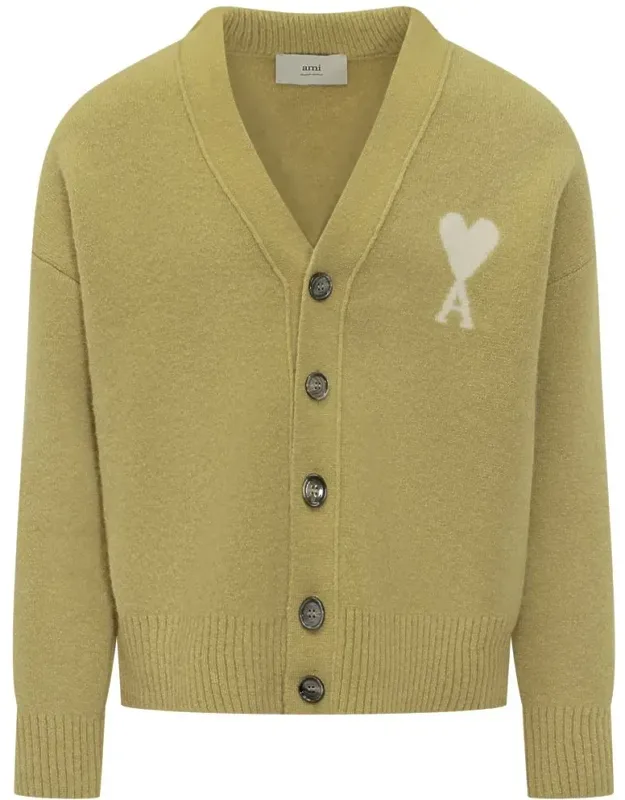 Cardigan With Green Heart Logo