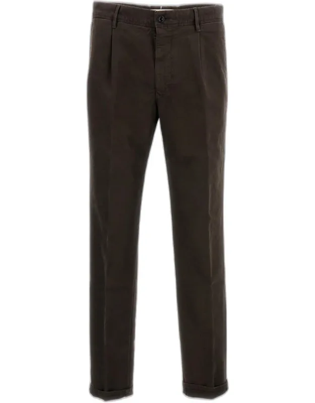 Pants With Zip And Button Closure And Back Pockets