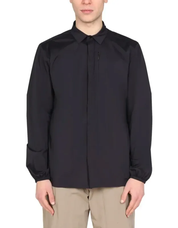 Pointed Collar Snap Closure Shirt Jacket