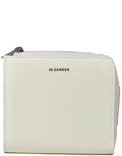 Small White Leather Zip-up Wallet