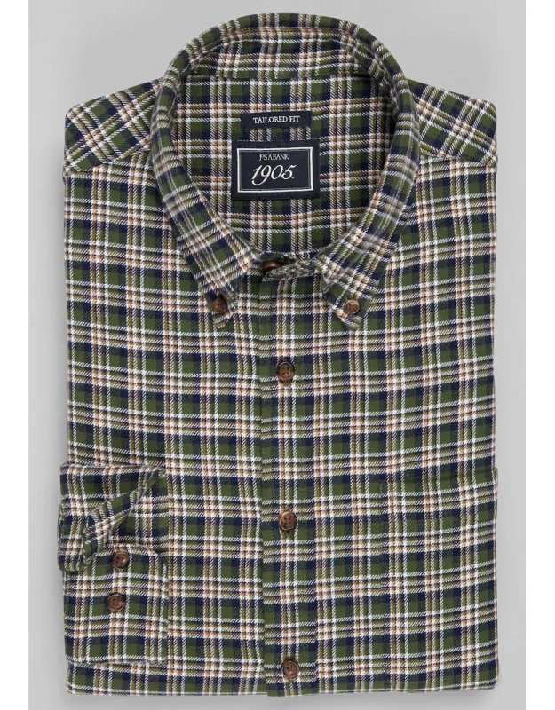 Tailored Fit Small Check Flannel Casual Shirt