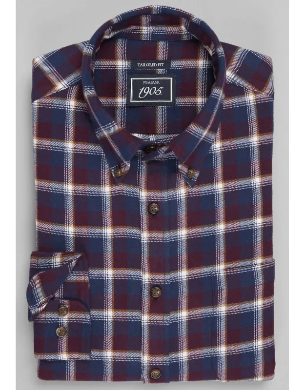 Tailored Fit Large Check Flannel Casual Shirt