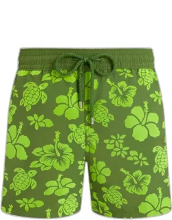 Swim Shorts Flocked Tropical Turtles