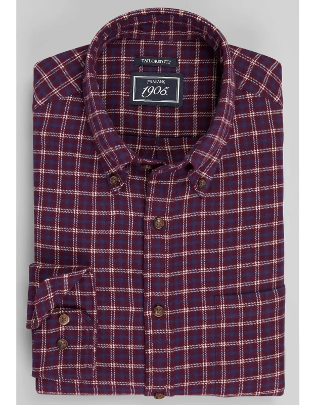 1905 Collection Tailored Fit Medium Check Flannel Casual Shirt
