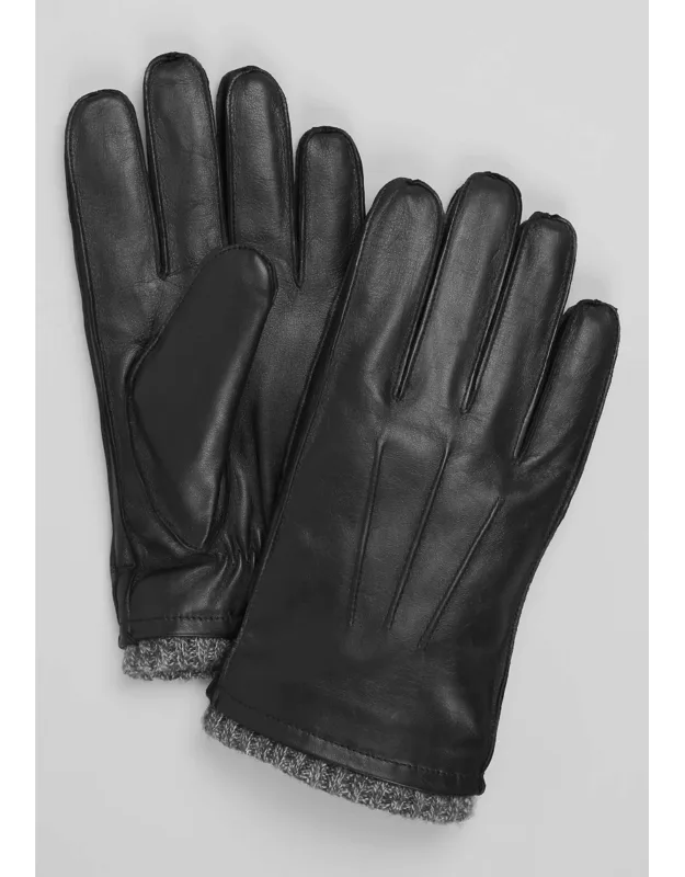 Cashmere Cuff Leather Gloves
