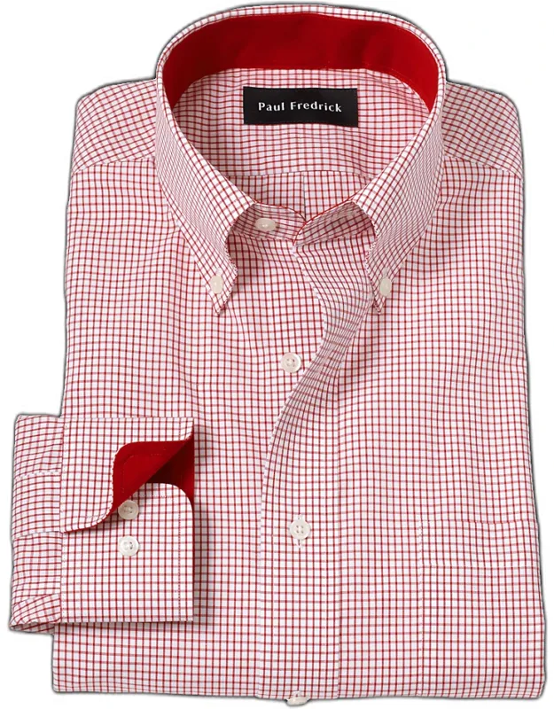 Slim Fit Non-iron Cotton Check Dress Shirt