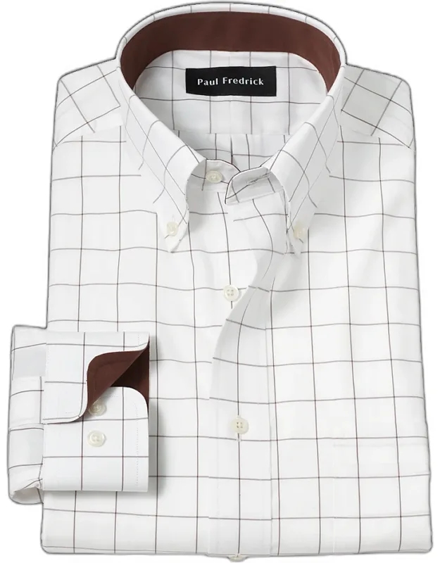 Slim Fit Non-iron Cotton Windowpane Dress Shirt