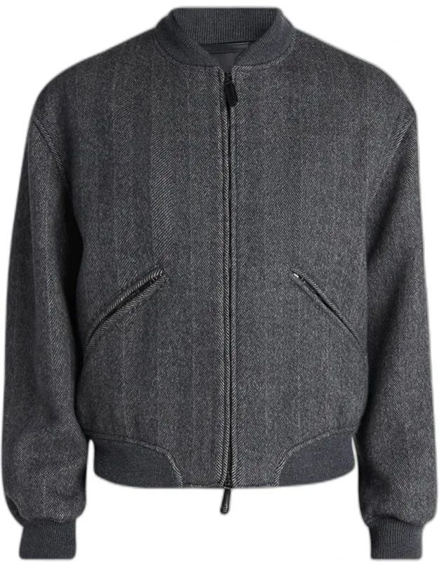 Herringbone Cashmere And Wool Bomber Jacket