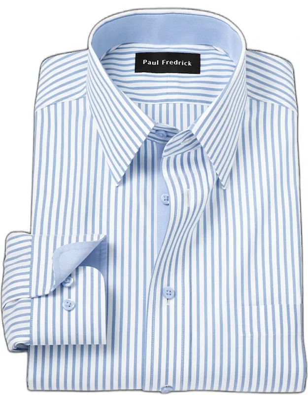 Comfort Stretch Non-iron Stripe Dress Shirt With Contrast Trim