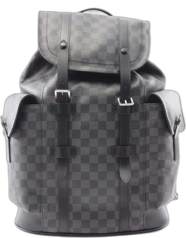 Christopher Pm Backpack Coated Canvas And Leather With Damier Graphite Pattern