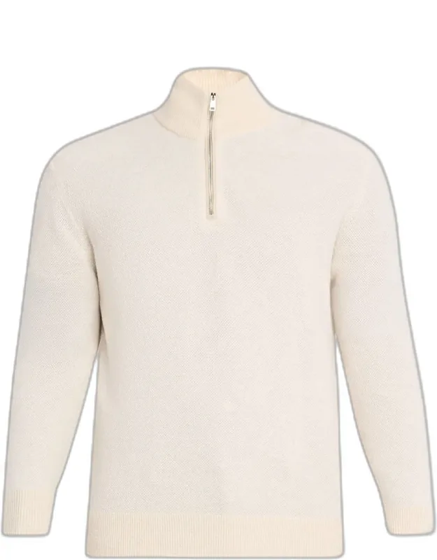 Cashmere Birdseye Suede-trim Quarter-zip Sweater
