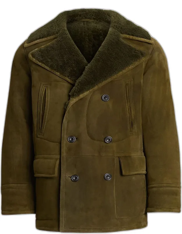Suede Shearling-lined Double-breasted Jacket
