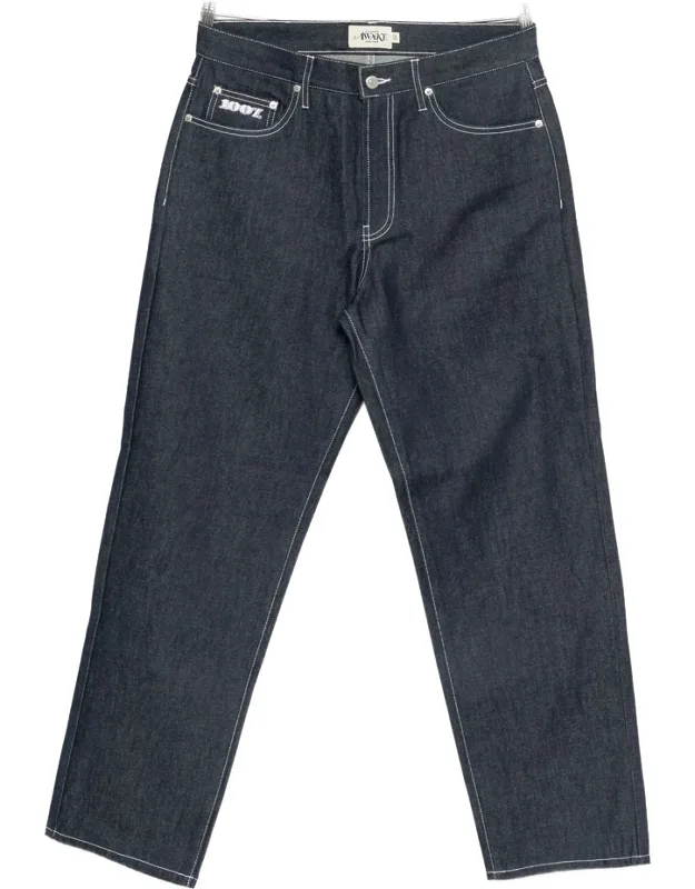 Contrast-stitch Straight-leg Jeans