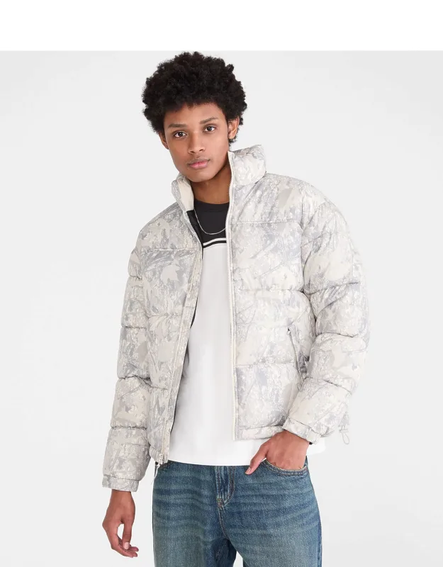 Forest Camo Heavyweight Mock-neck Puffer Jacket