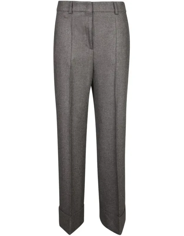 Trousers Crafted From Premium Fabric, Features Zip And Button Closure, Belt Loops, And Side Pockets.