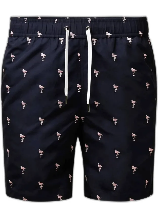 Charles Micro Flamingo Embroidery Swim Trunks