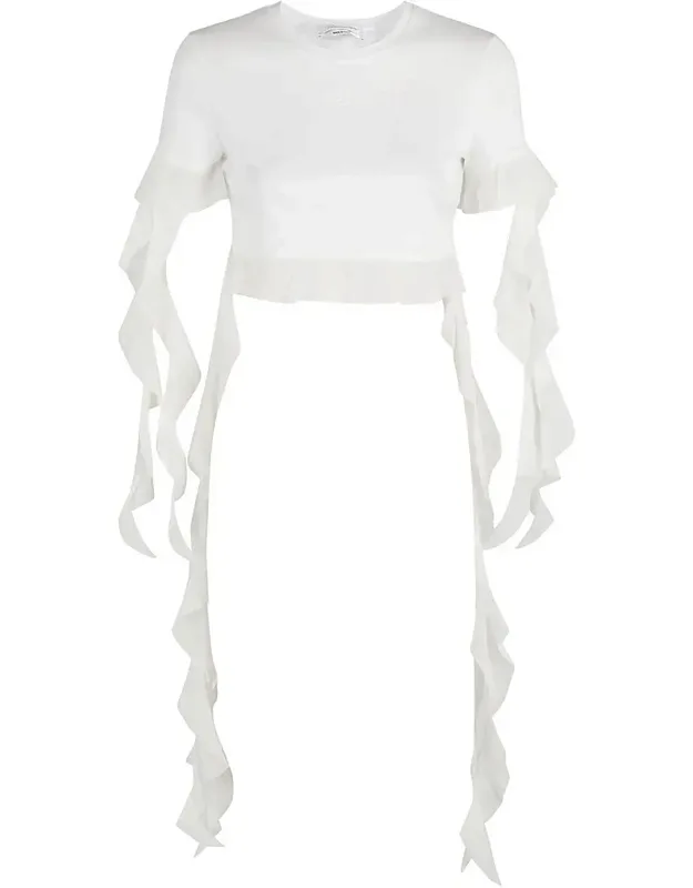 Ruffle Hemline Cotton Top