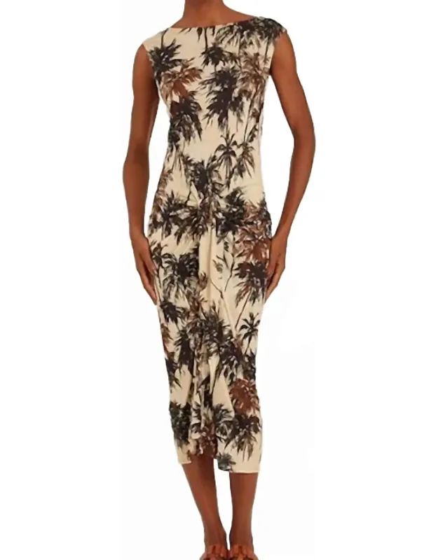 Boat Neck Dress With Pareo Tie Waist