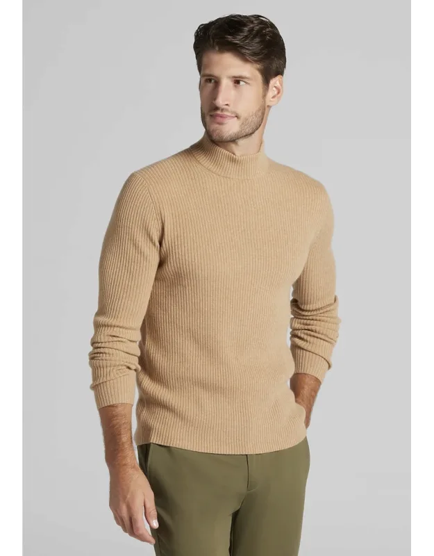 Reserve Collection Tailored Fit 2x2 Rib Mock Neck Cashmere Sweater