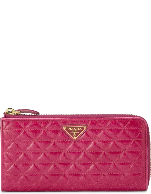 Calfskin Leather Zip Wallet