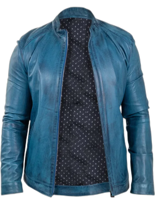 Printed Leather Full-zip Jacket