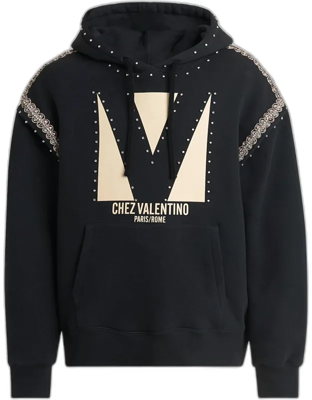 Terry Embellished V Hoodie