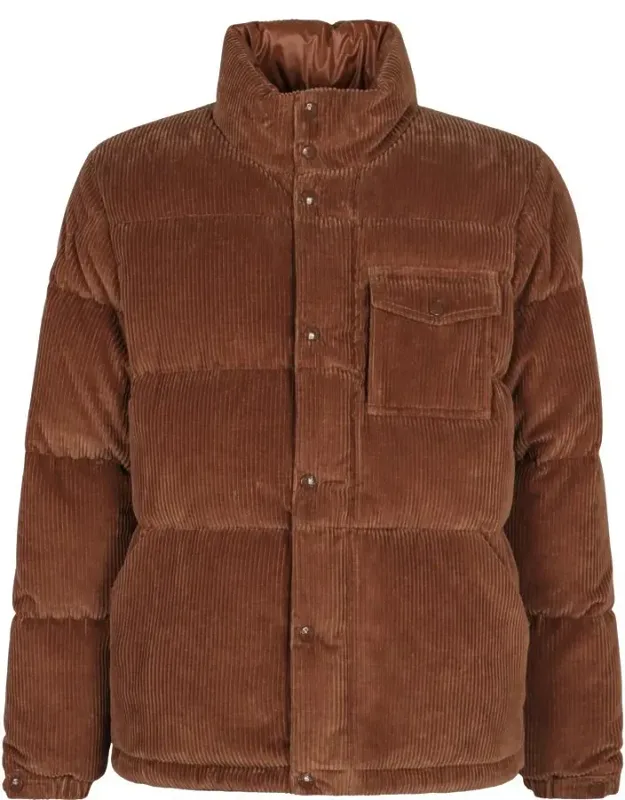 Short Puffer Jacket In Ribbed Velvet