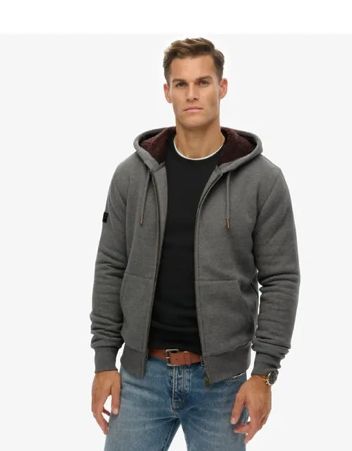 Superdry Borg Lined Zip Hoodie With Adjustable Drawcord And Ribbed Cuffs