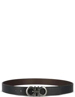 Ferragamo Gancini Belt Adjustable Fit Silver-tone Hardware