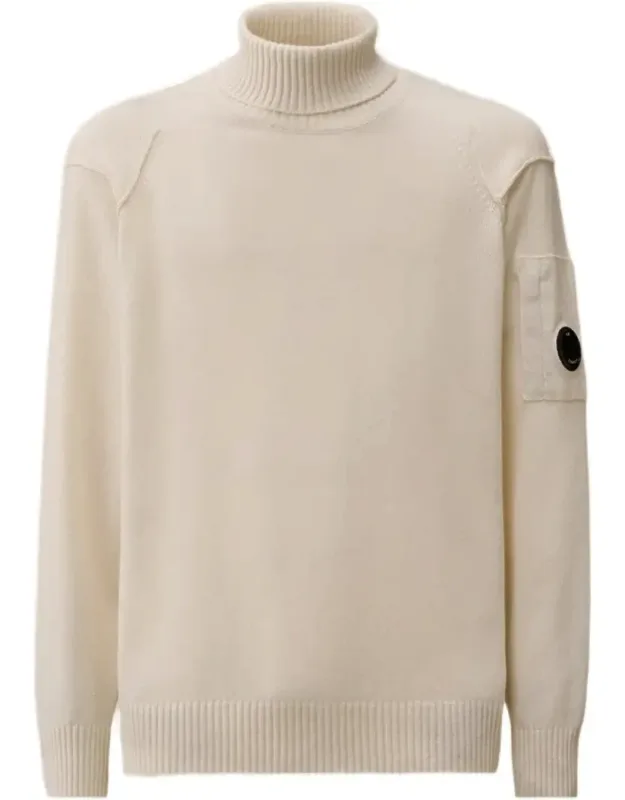 Lambswool Turtleneck Sweater With Ribbed Design And Pocket Detail